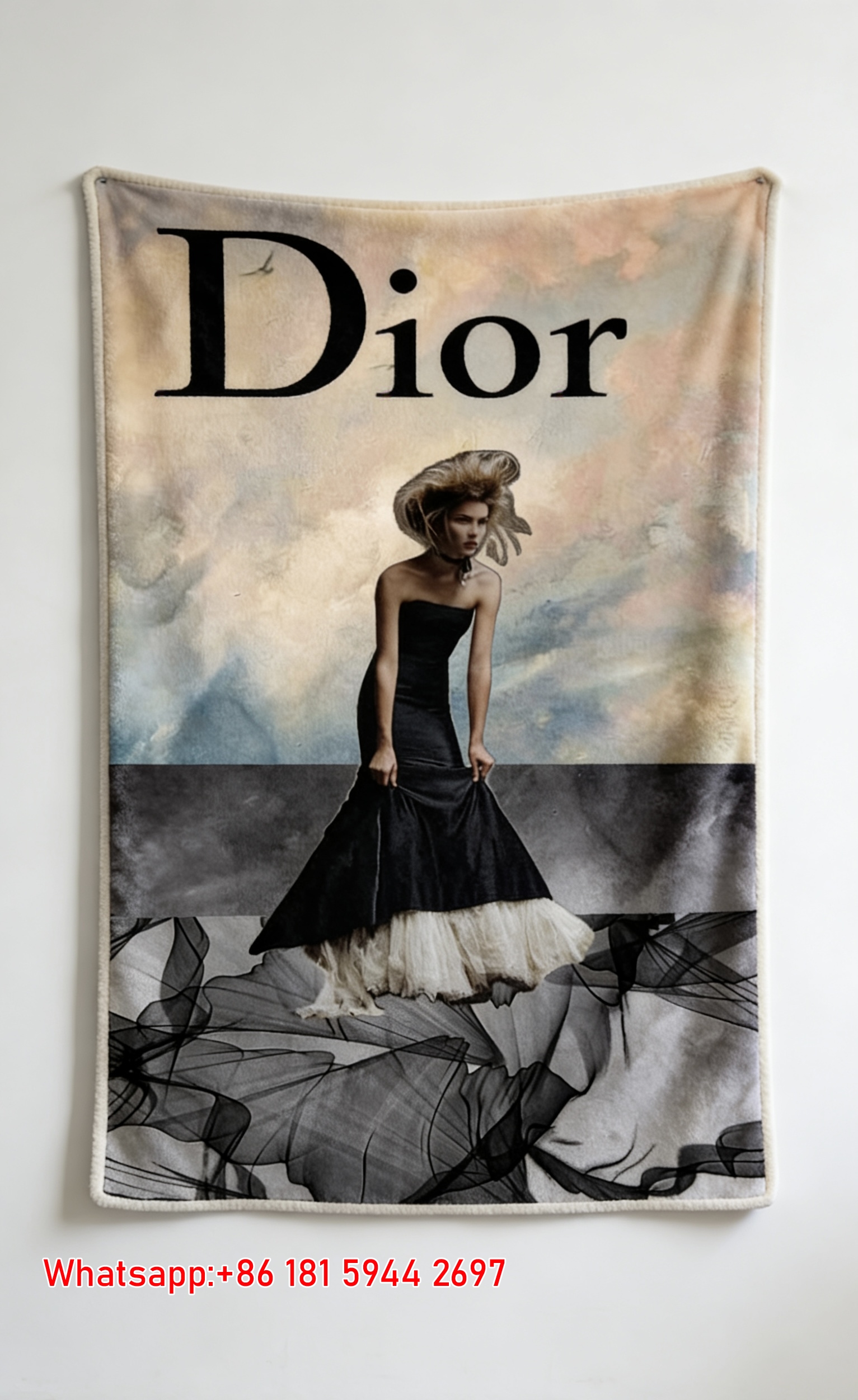 Dior Haute Couture Gown Flannel Sofa Throw Blanket D490